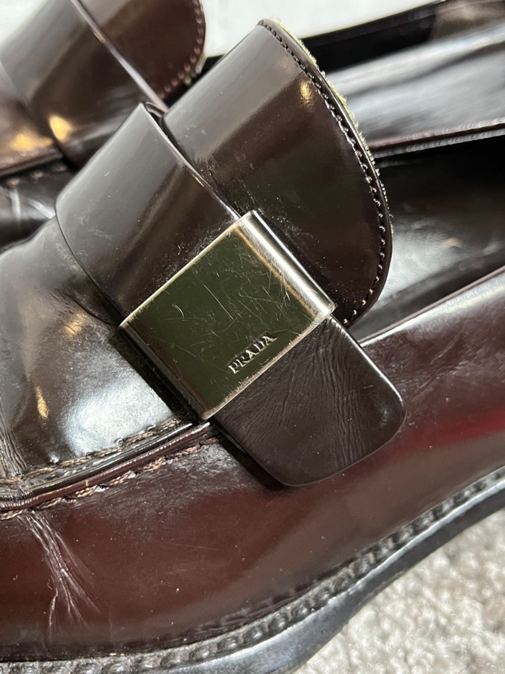 Prada brown patent buckle loafers - Picture 5 of 12